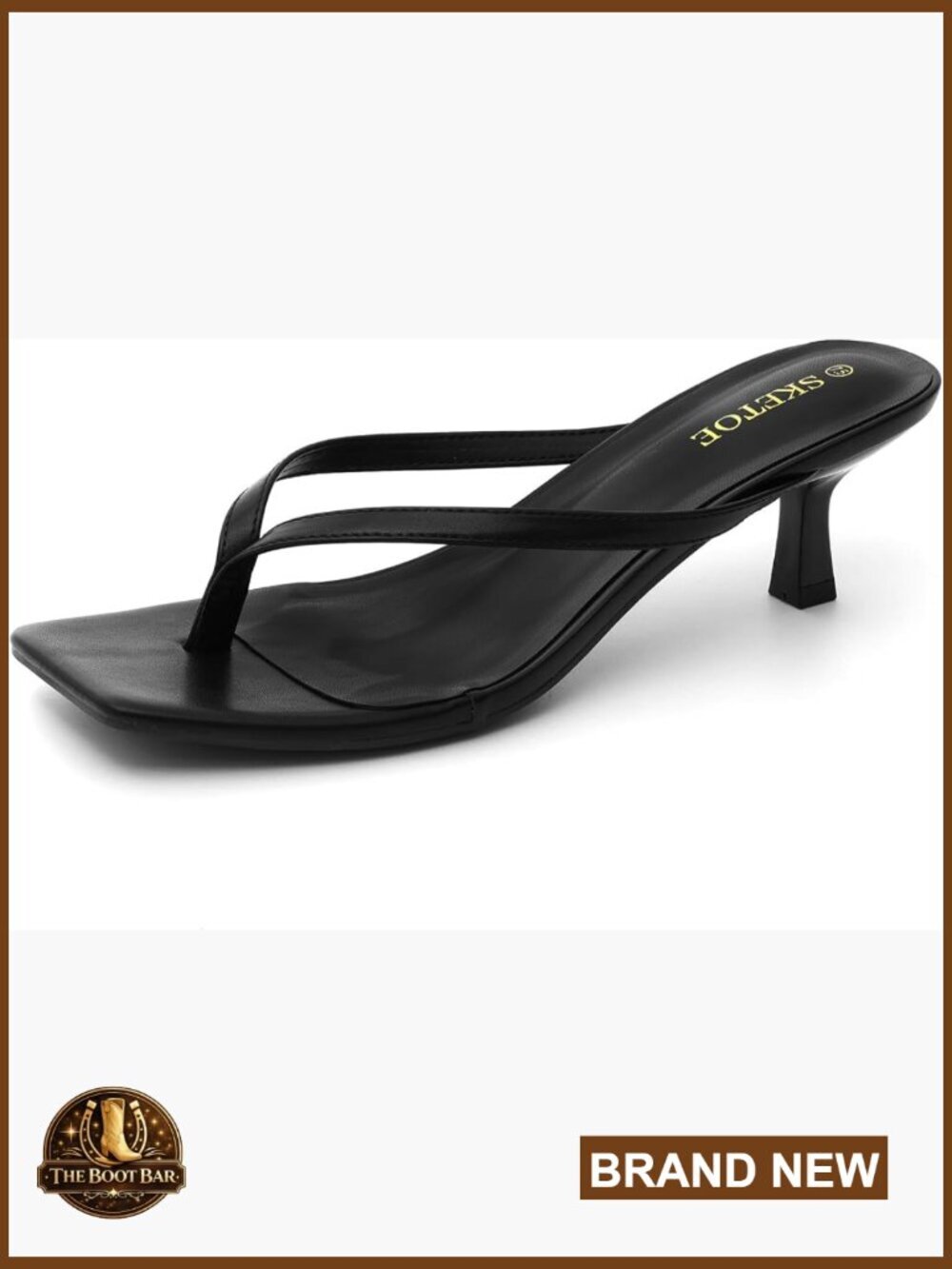 Kitten Heel Sandals Square Toe Thong Heels Comfortable 2 Inch